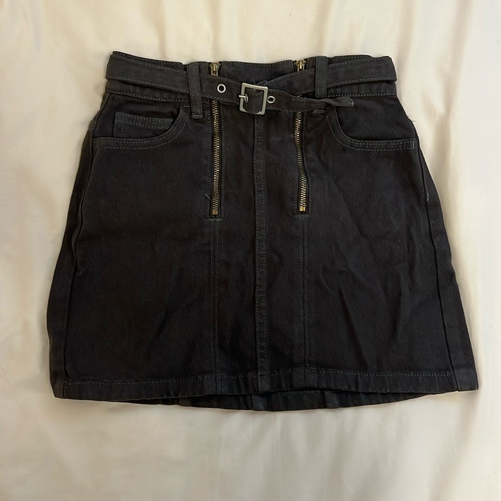 PacSun Black Belted Denim Mini Skirt